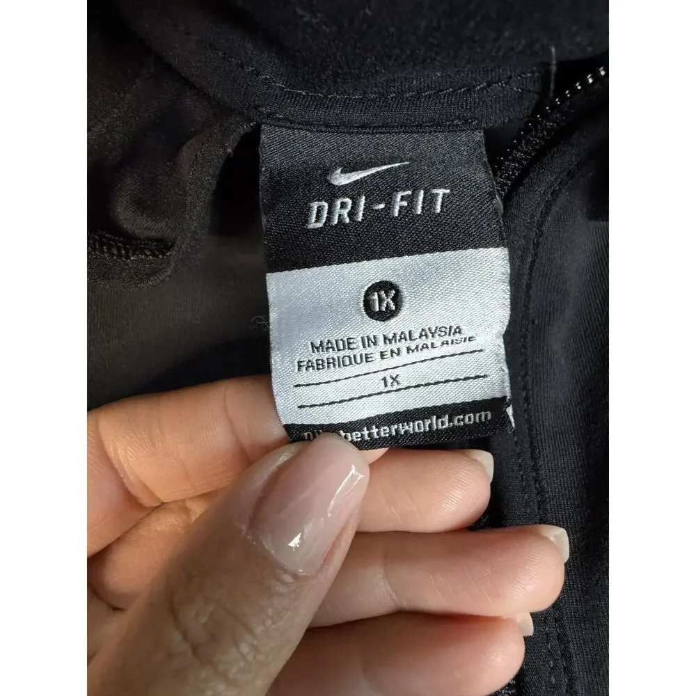 Nike Jacket Womens 1X Black Dri-FIT Full Zip Pockets Mid-Length Moisture Wicking